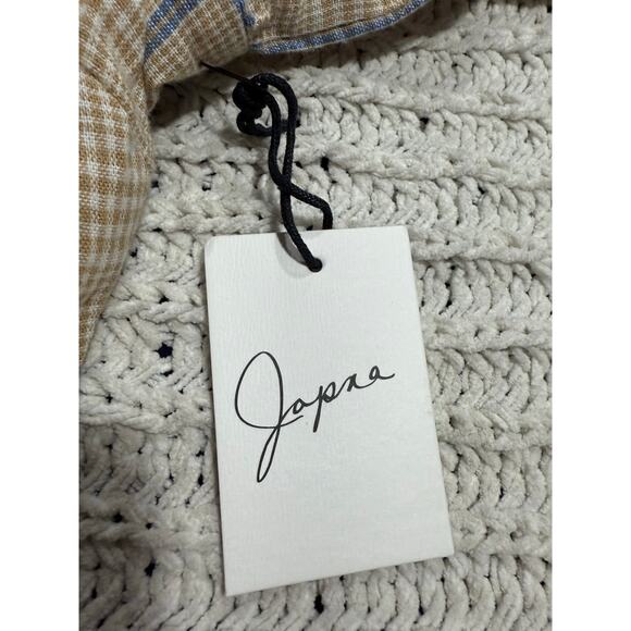 NWT Joie 2 Pc Set Cropped Long Sleeve Top Pleated Skirt Plaid Womens Medium Tan - Picture 3 of 16